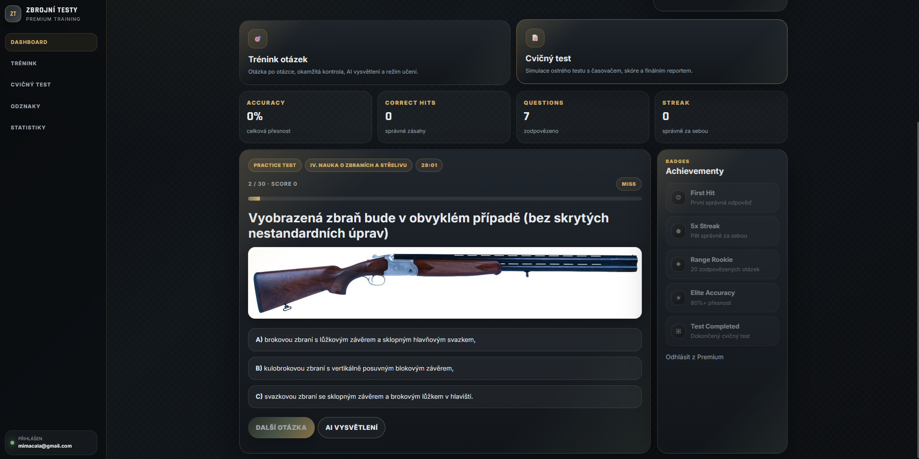 Ukázka tréninku otázek